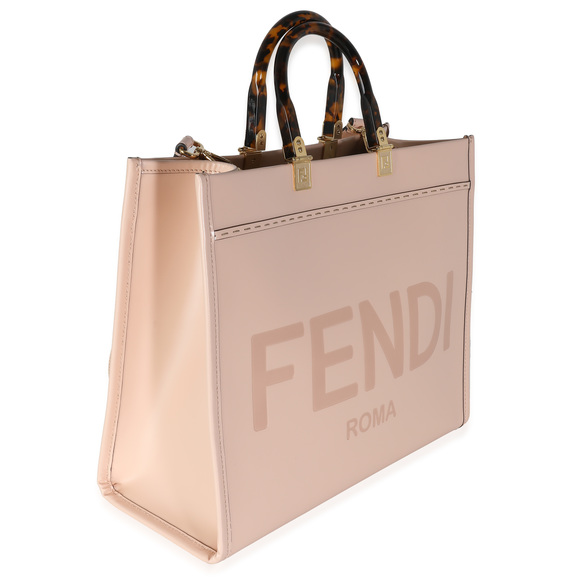 Fendi Light Rose Vitello King Plexiglass Medium Sunshine Shopper Tote - Picture 3 of 7